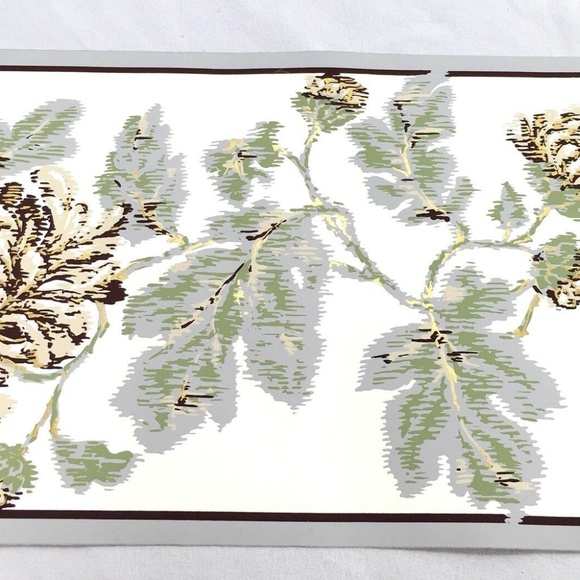 Wallpaper Border Beige Gold Green Flower 3 Rolls - Picture 6 of 6